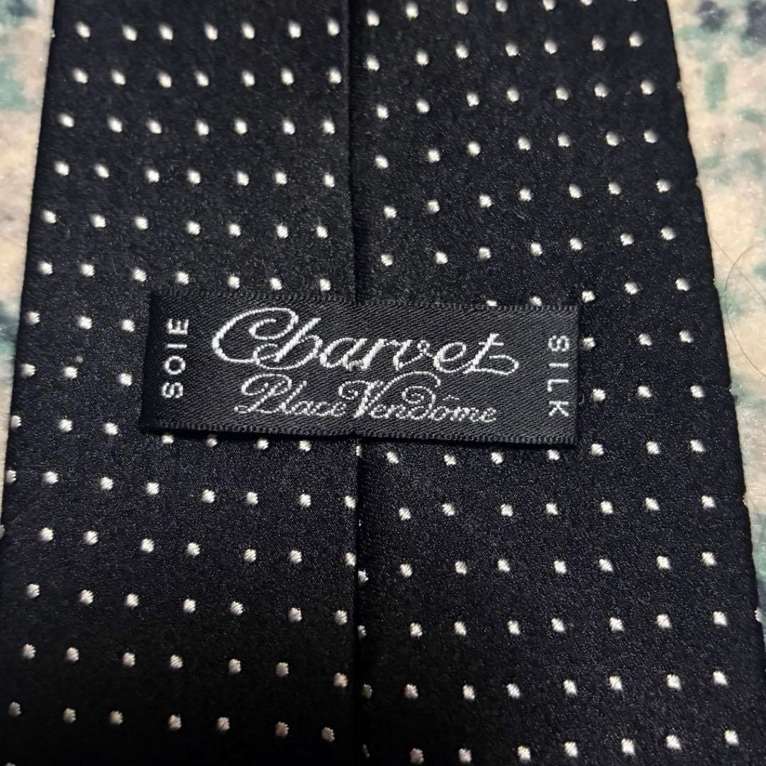 極上 Charvet ピンドット ブラックタイ フランス製 シャルべ マリネッラ