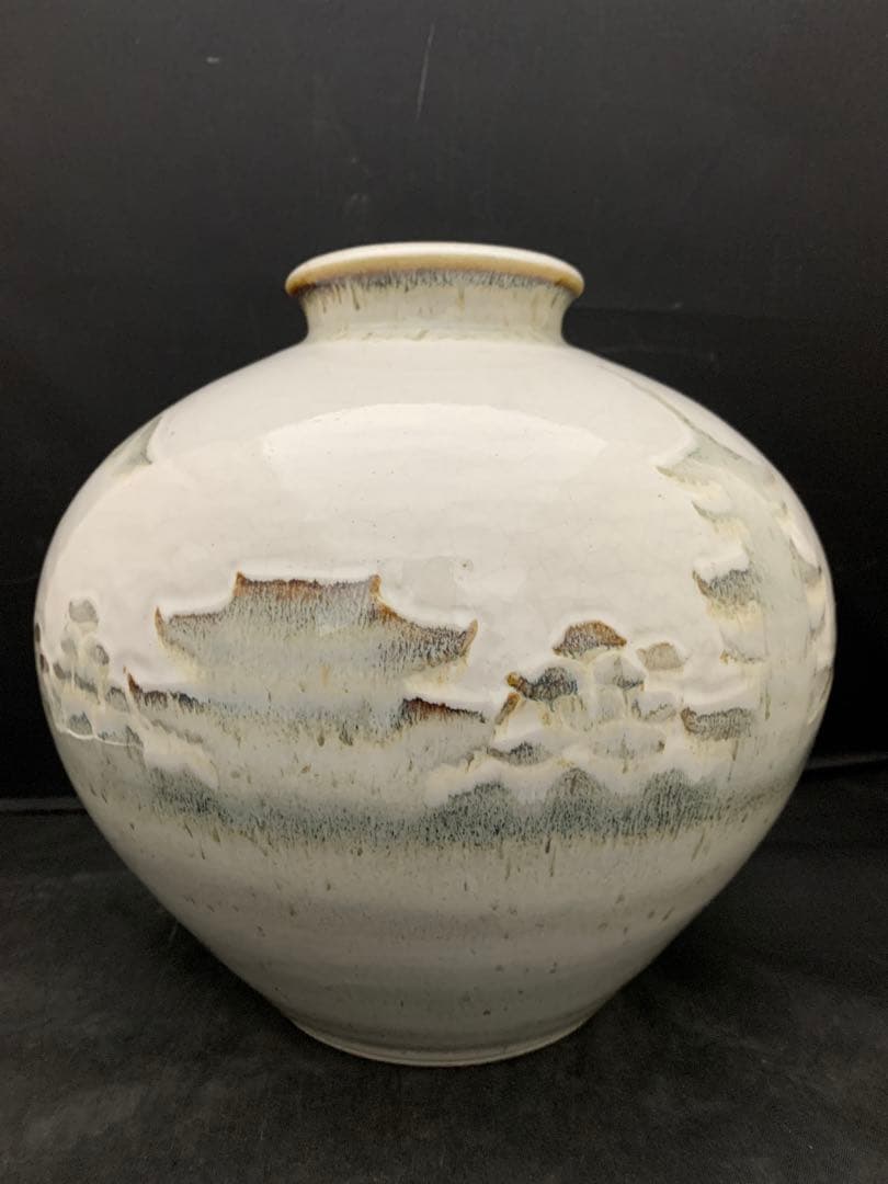 奈良赤膚焼　赤膚山　大塩玉泉　花瓶　壺　花生け　花入　遠州七窯