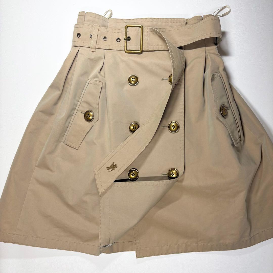 バーバリーブルーレーベル トレンチスカート 金ボタンM ホースロゴ