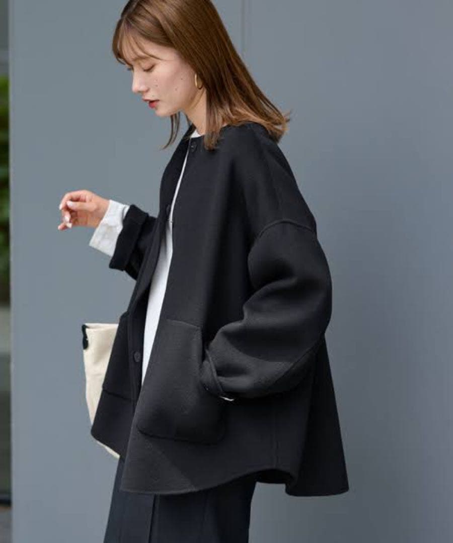 フレームワーク ハミルトンリバークルーネックコート 黒36