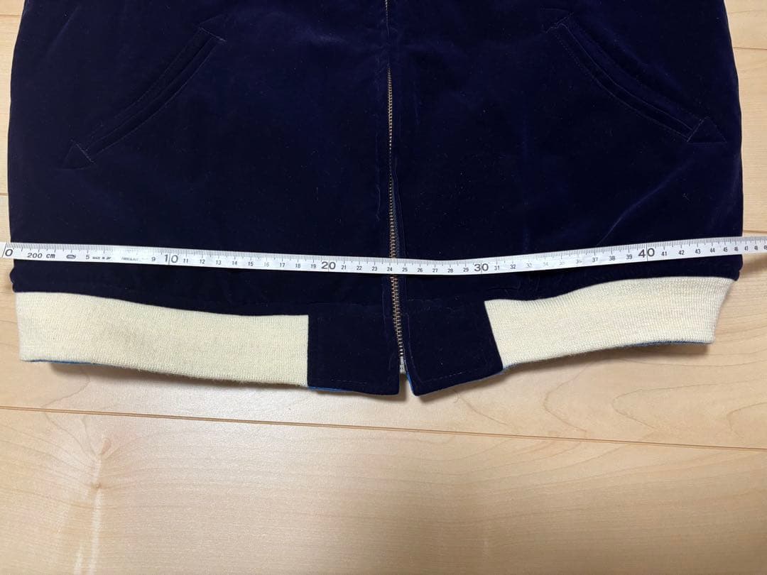 BILLVAN刺繍スカジャン ネイビー 青　別珍　リバーシブル