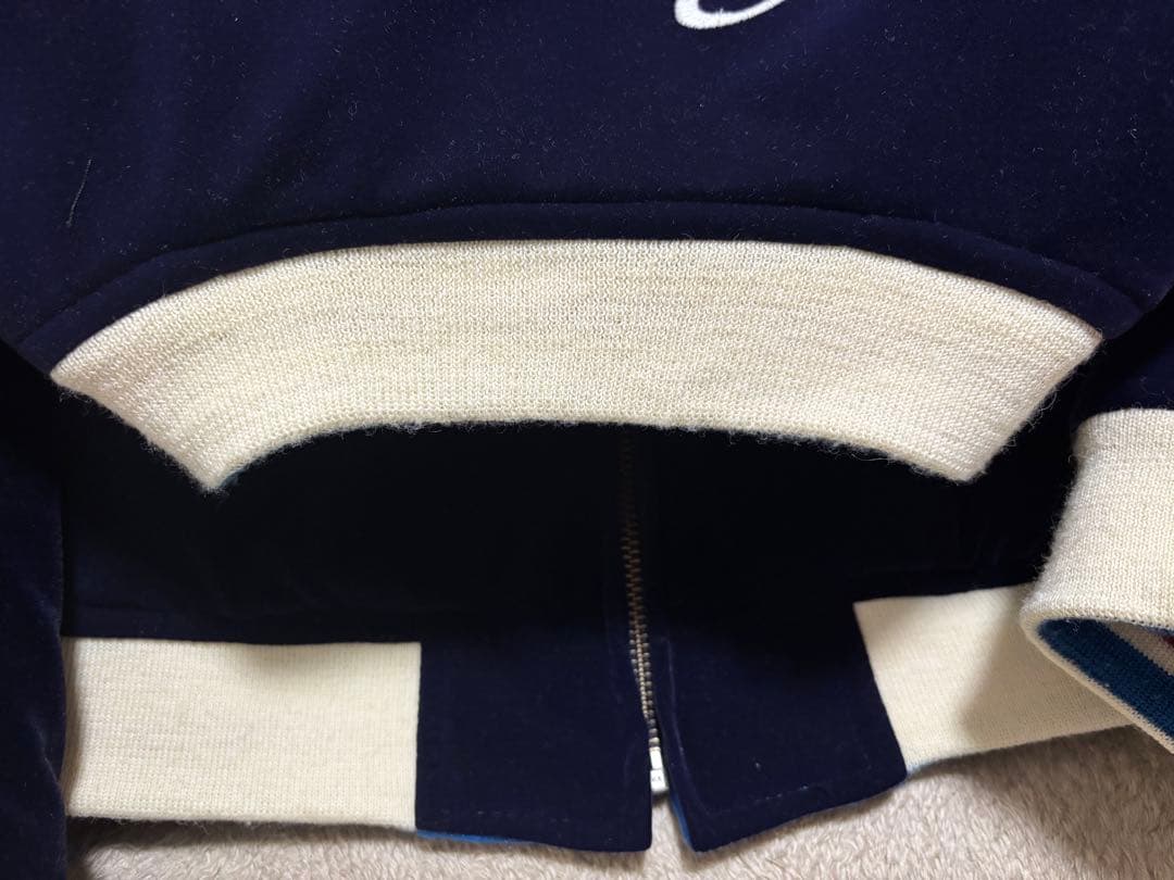 BILLVAN刺繍スカジャン ネイビー 青　別珍　リバーシブル