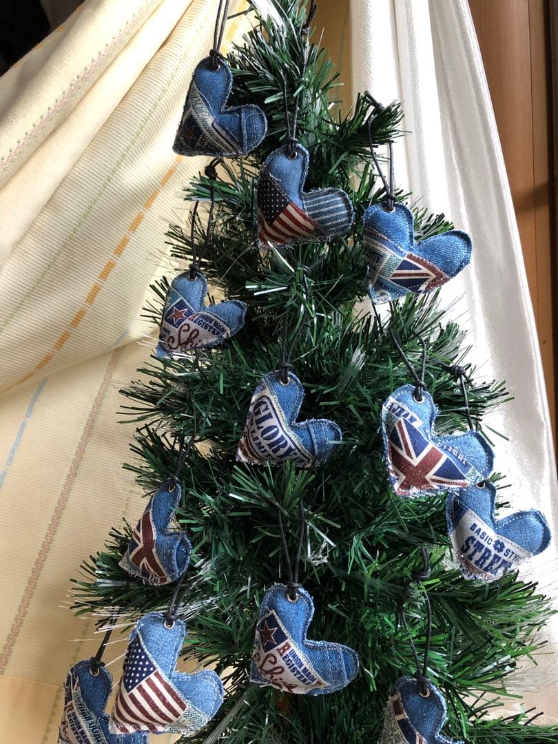デニムオーナメント　デニムリメイク　クリスマスオーナメント