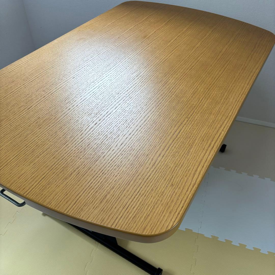 【花ちゃん】昇降式テーブル ダイニングテーブル 高さ調整可能 メープル