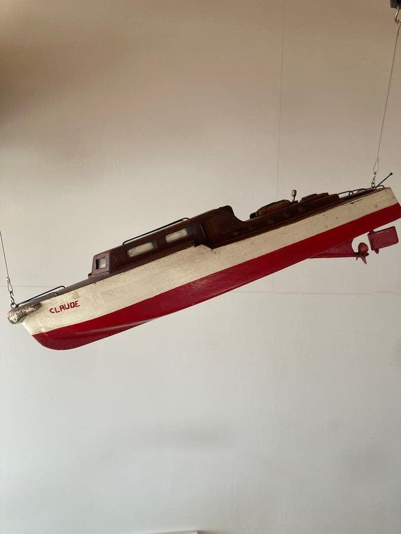 フランス製1940-50年代ハンドメイドビンテージシップボート　船　模型
