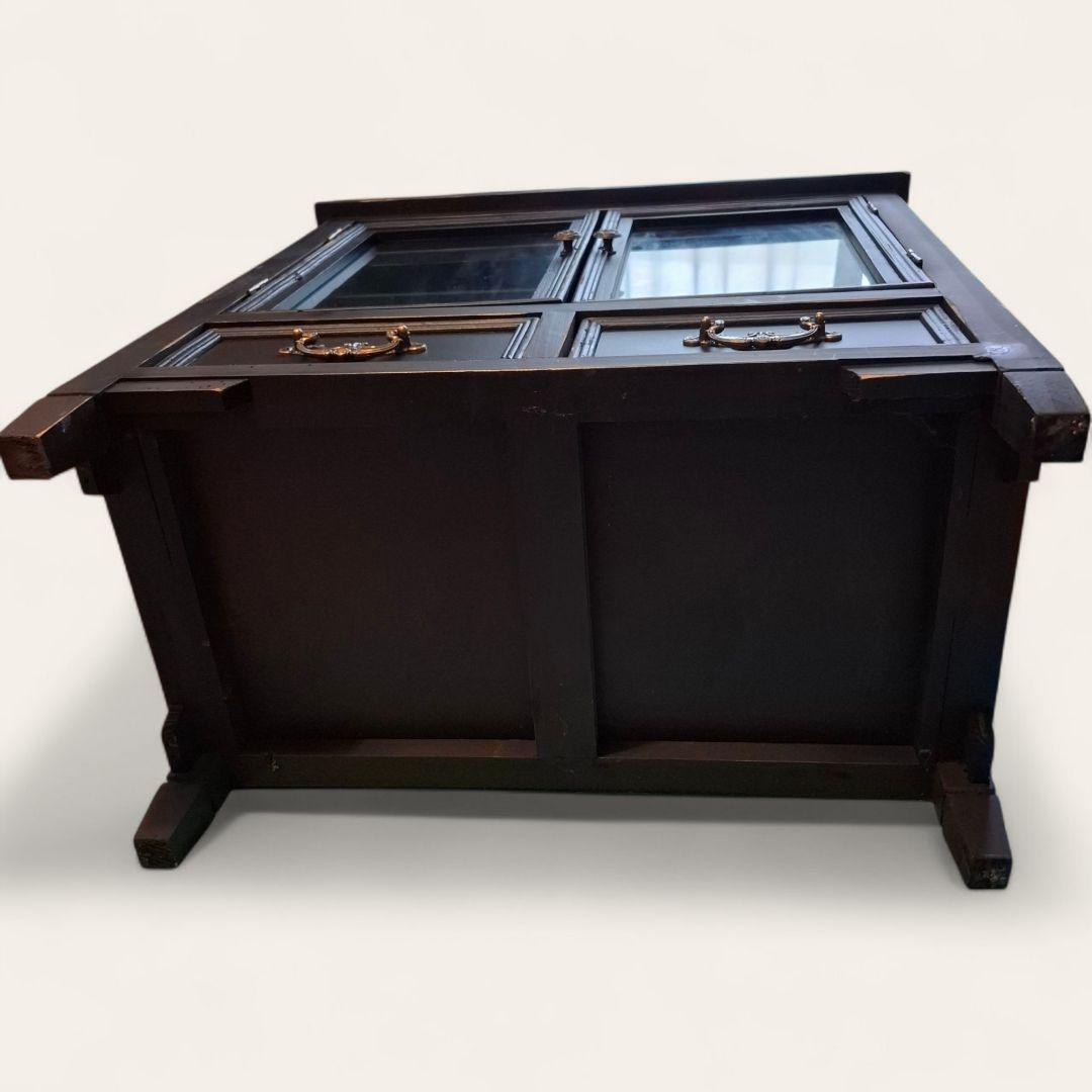 アンティーク調 ブラック ガラスキャビネット 飾り棚 シャビーシック 収納棚