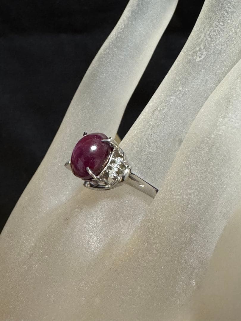 新春限定❗️レトロPt900 バイオレットスターサファイアとダイヤリング