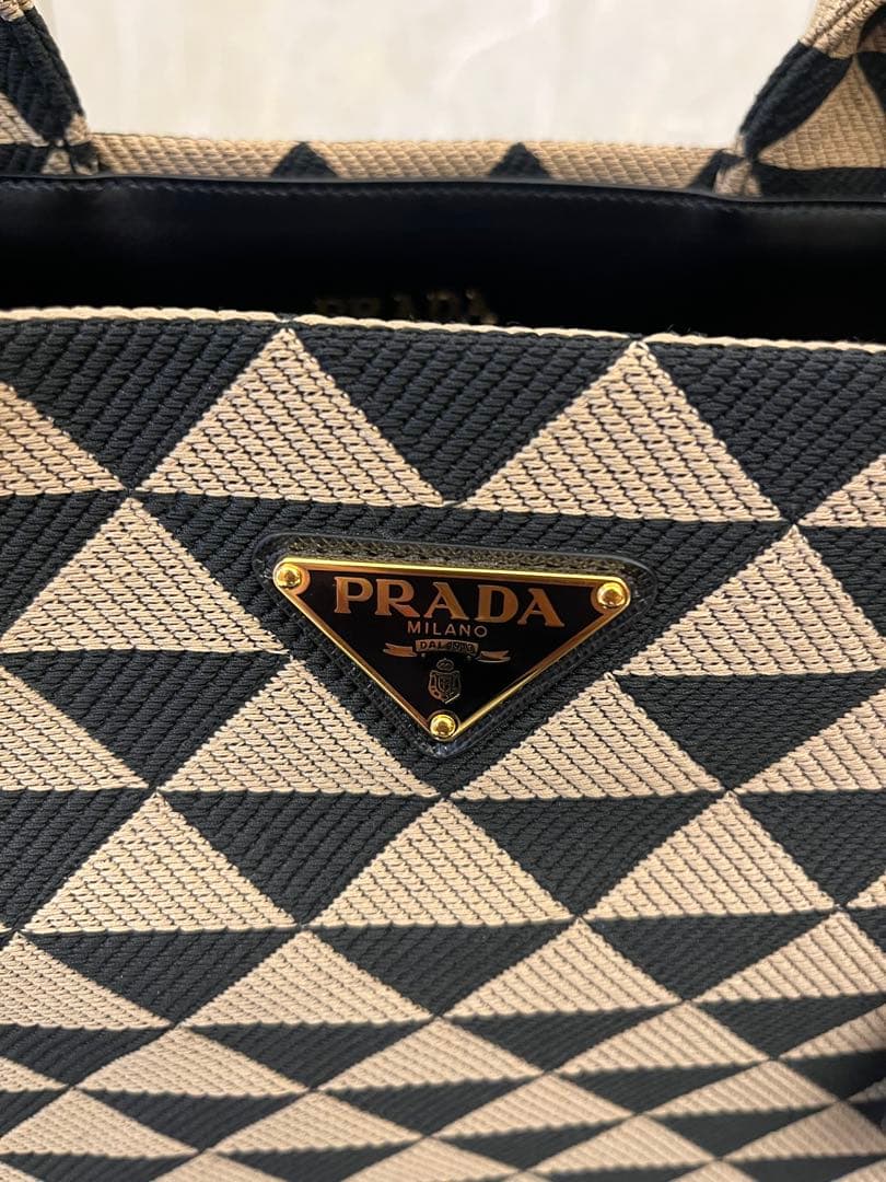 （新品）PRADA シンボルエンブロイダリーファブリックトートバッグ プラダ
