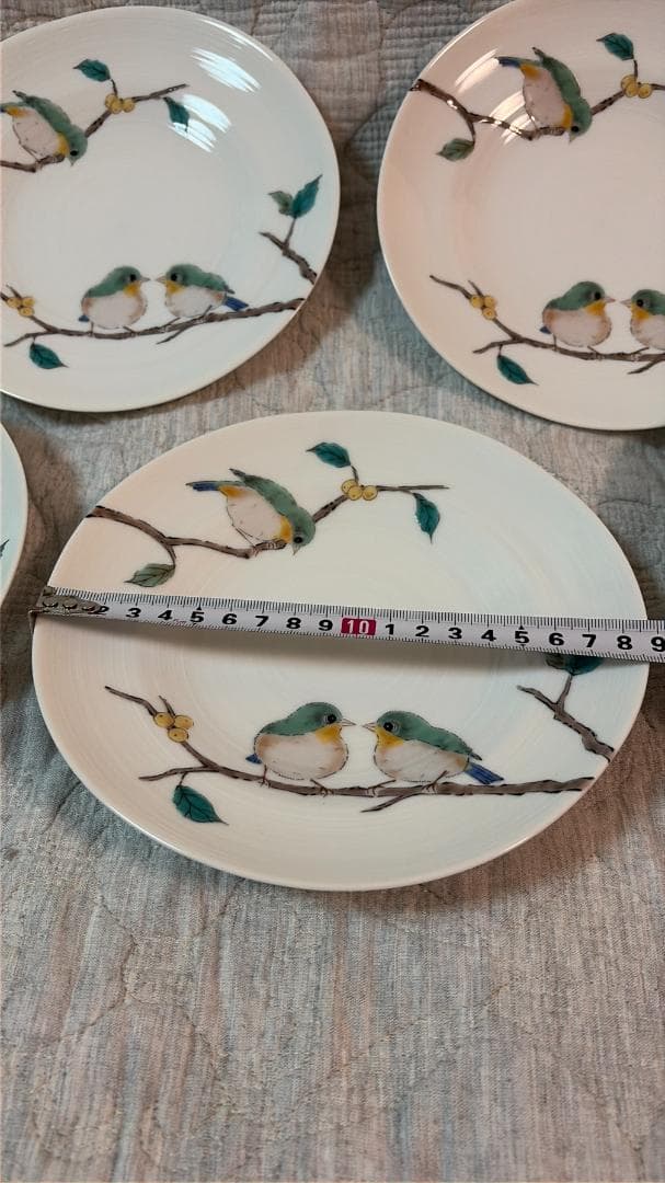 九谷焼 青郊窯 めじろ メジロ　小鳥 19cmサイズ 中皿