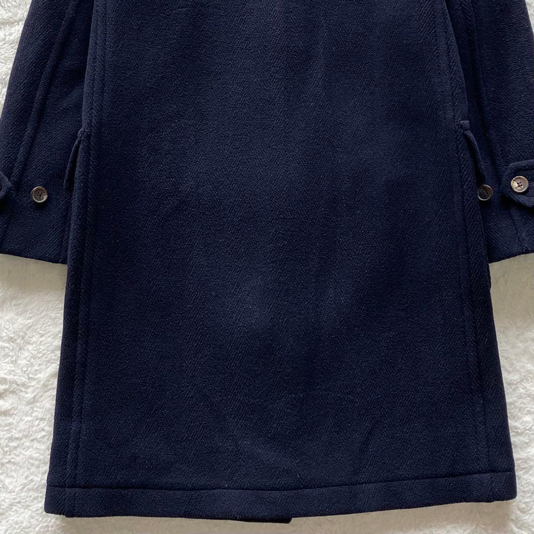 オールドイングランド ヘリンボーン ウール ダッフルロングコート ネイビー 34