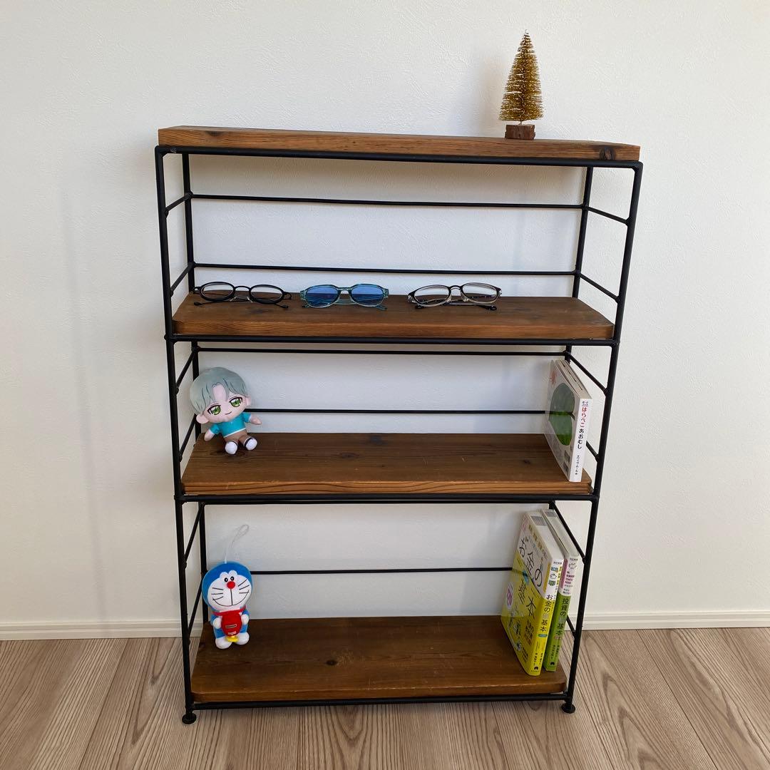 アイアン&ウッドを使った4段棚（組み立てなしですぐ使える）【送料込み】