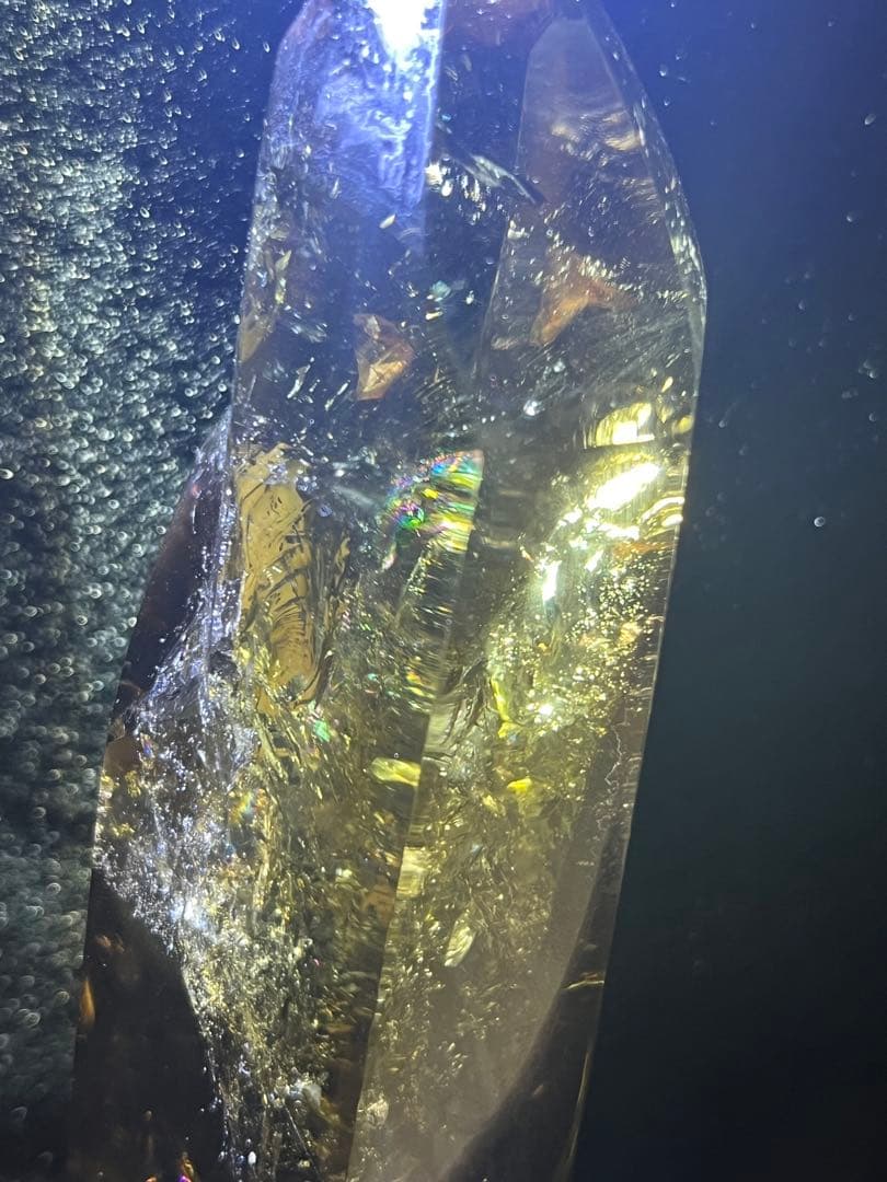 シトリン　ポイント　タワー　六角柱 黄水晶 レインボーシトリン　天然石　虹