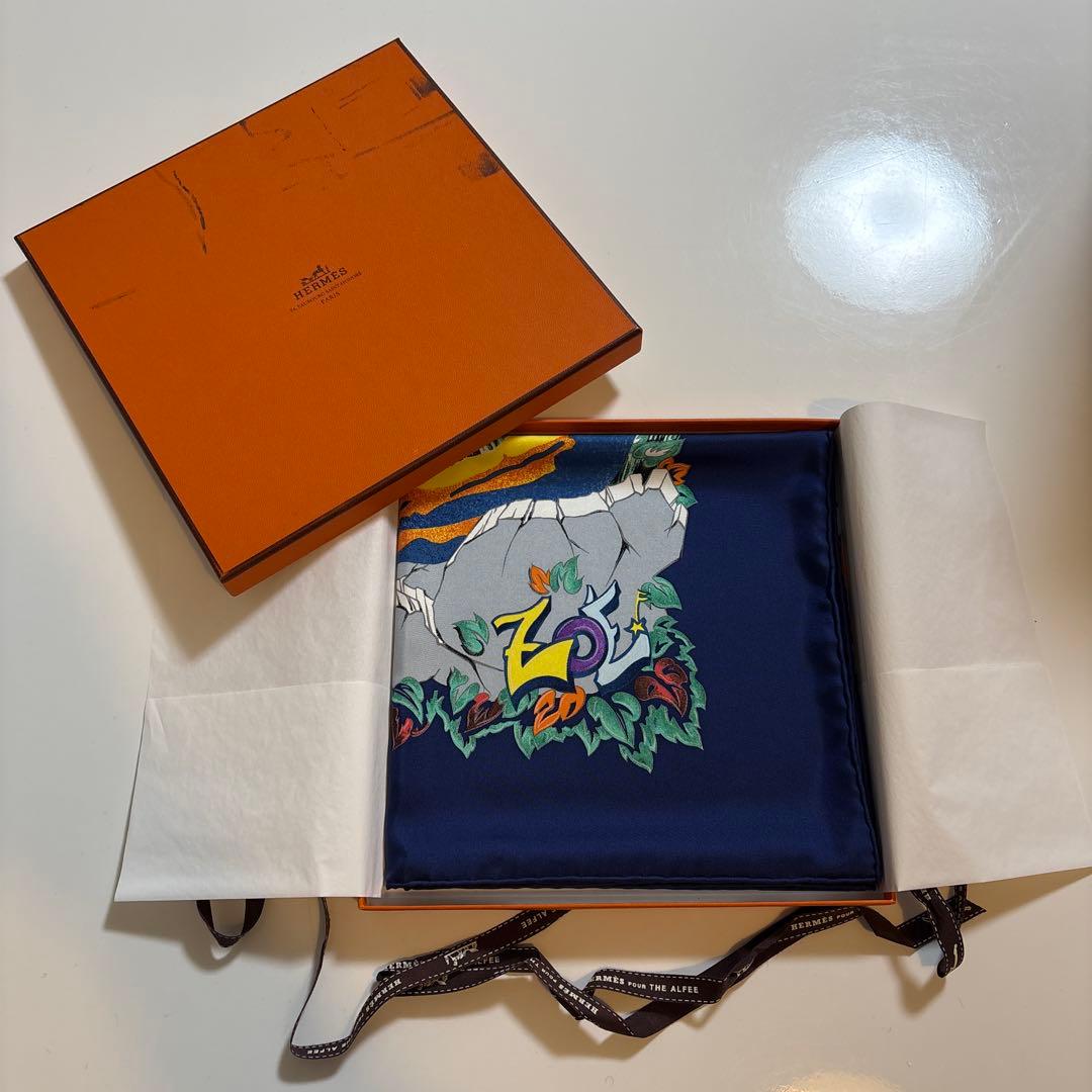 HERMES シルクスカーフ THE ALFEE25周年 アート風デザイン