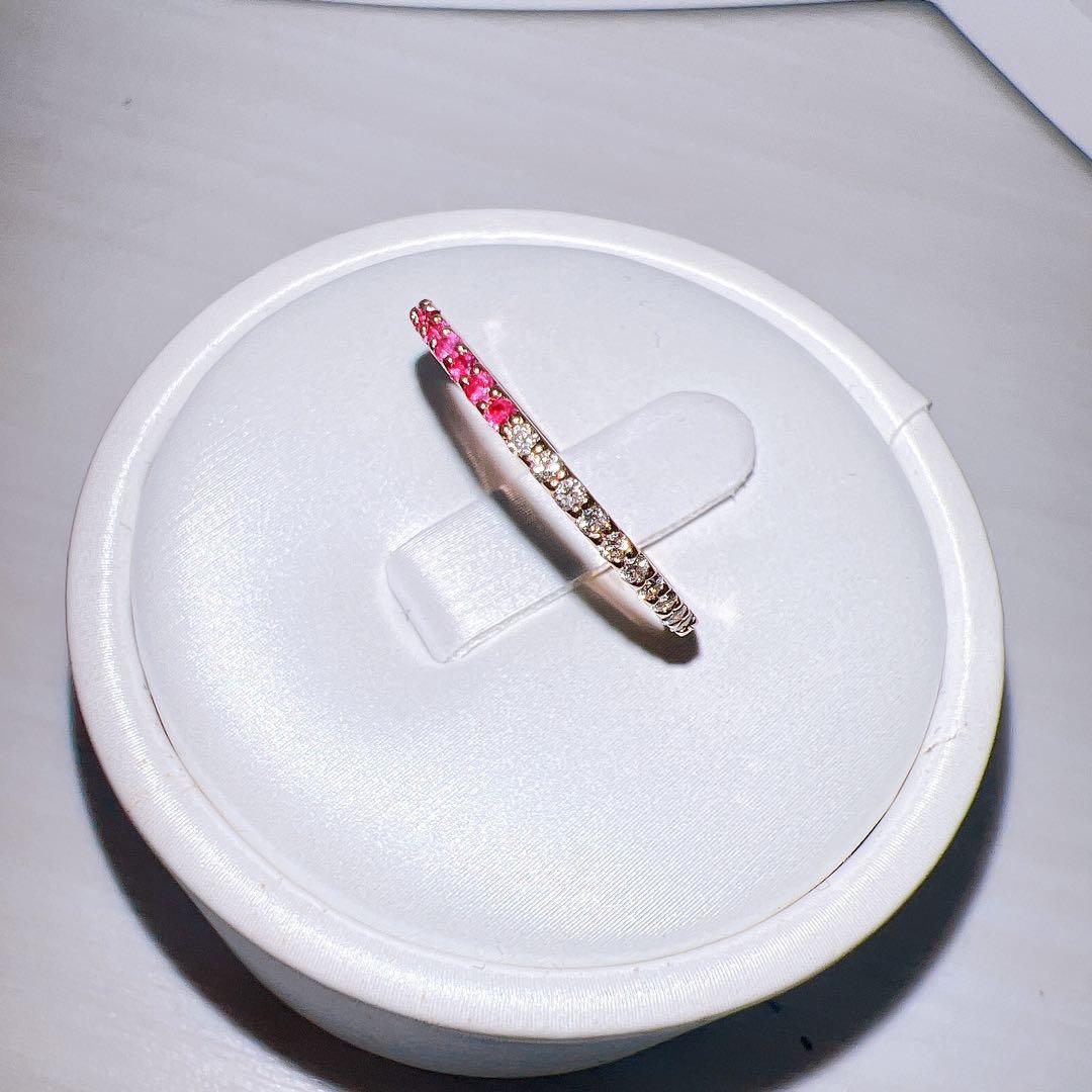 K18PG ルビー×ダイヤモンド ハーフエタニティ
