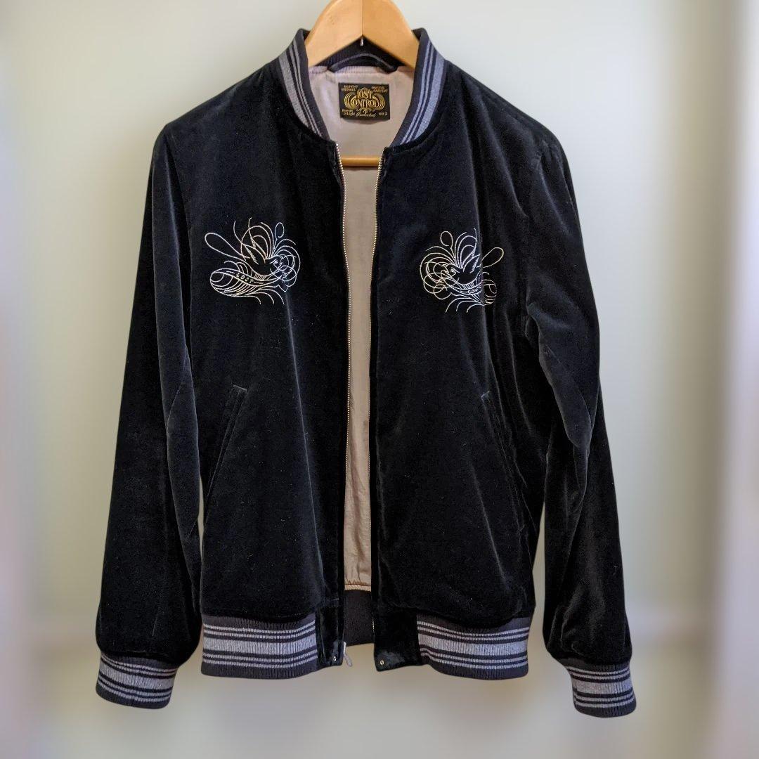 最終価格】LOST CONTROL ベロア刺繍スカジャン　黒　M