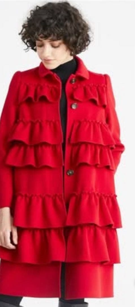 ね*こ様 ボーダーズアットバルコニー　フリルコート赤S新品