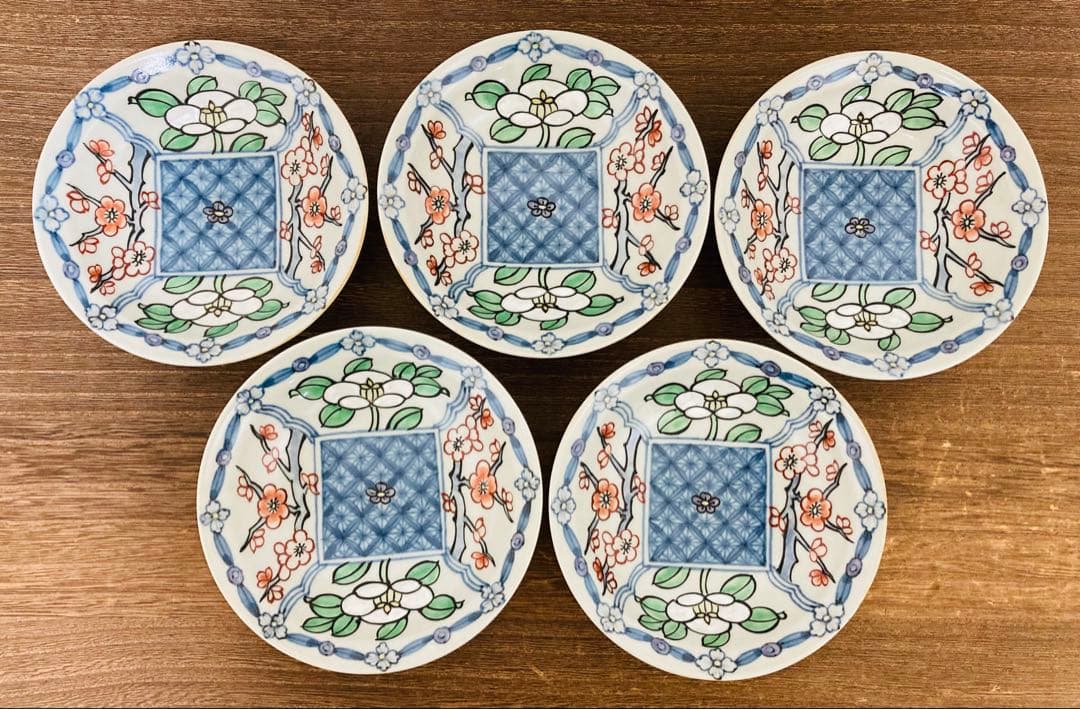 佐藤走波（六代）梅白椿文　深皿　5枚