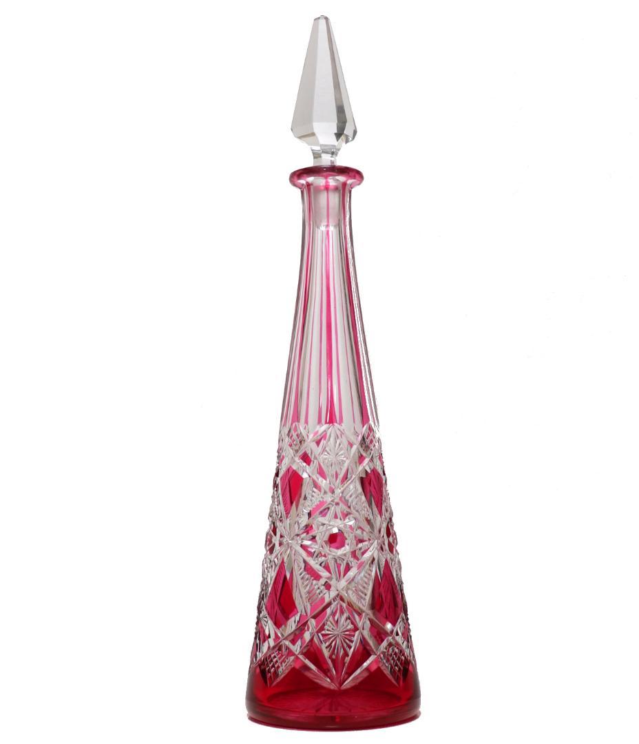 オールド・バカラ 最上級モデル ラグニー 赤色被せ 大型 カラフ アンティーク