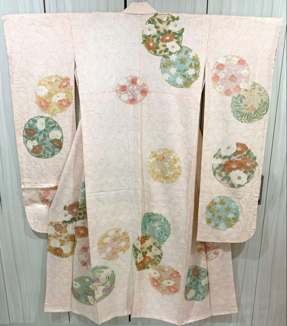 Siqi  振袖　極上手描友禅　摺金箔　ピンク　絞り　正絹　tkj014