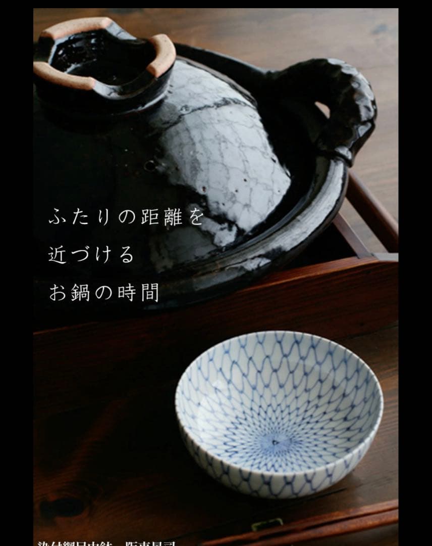 阪東晃司　染付網目中鉢　4客セット