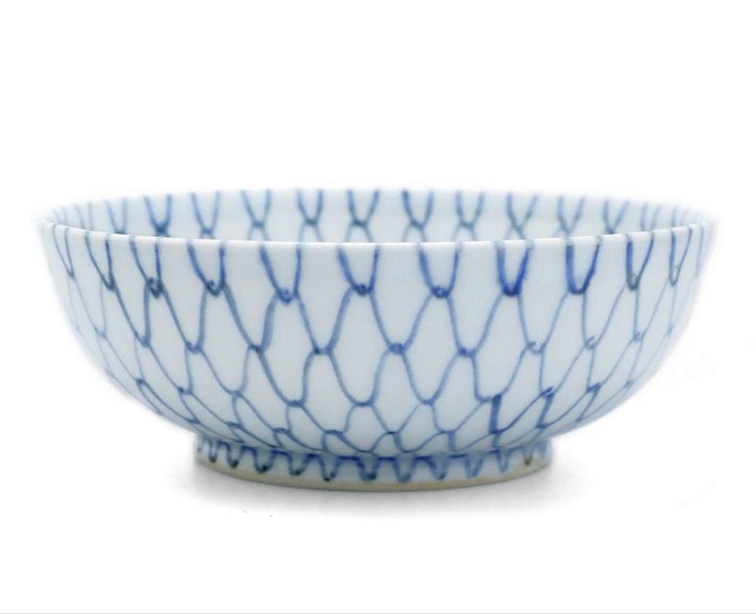 阪東晃司　染付網目中鉢　4客セット