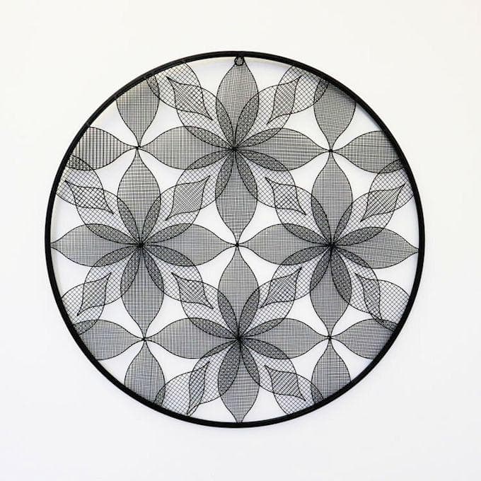 アイアンウォールアートパネル「丸」幅74cm モダン 壁飾り（405）