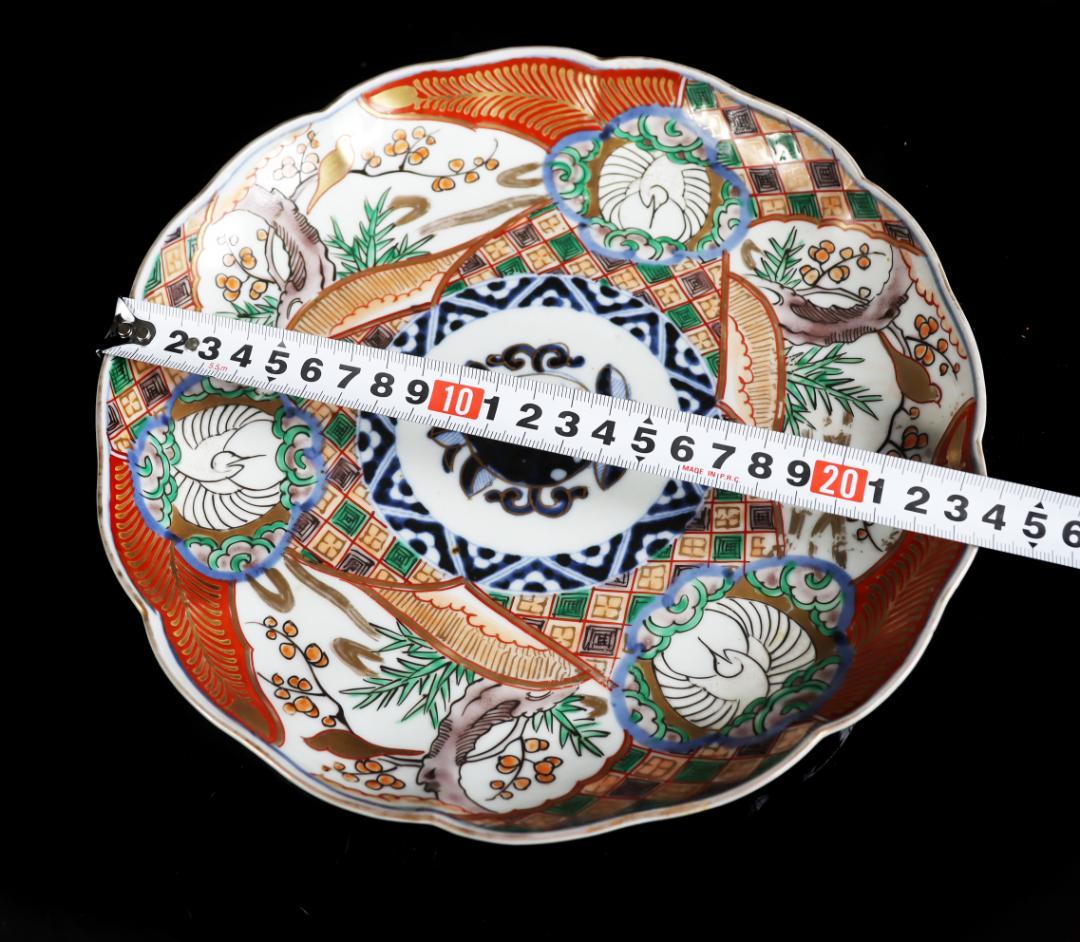 古伊万里 色絵 梅鶯鶴 八寸皿 五枚 ②懐石道具料亭