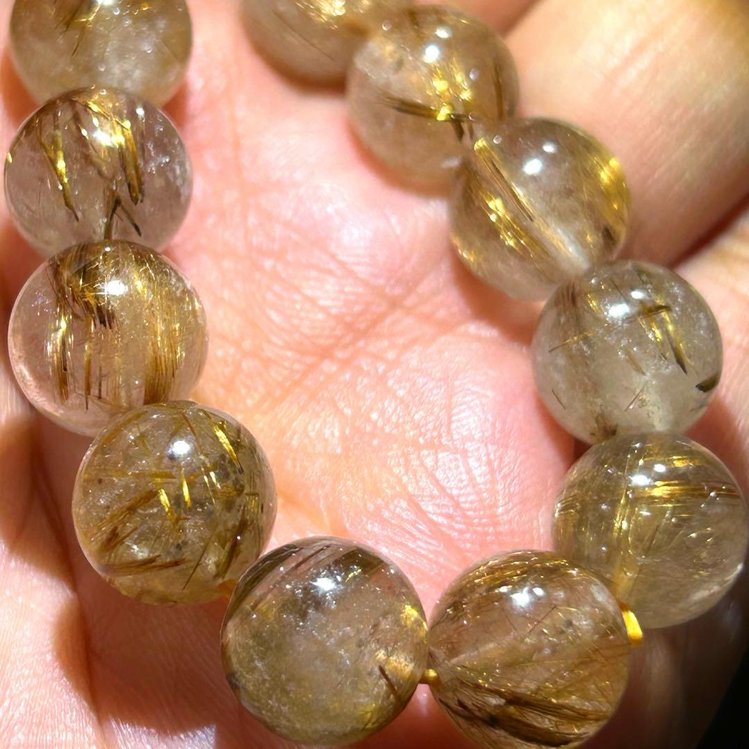 ⭐️高級品！タイガー タイチン　ルチル ブレス　極美！福寿開運宝珠③