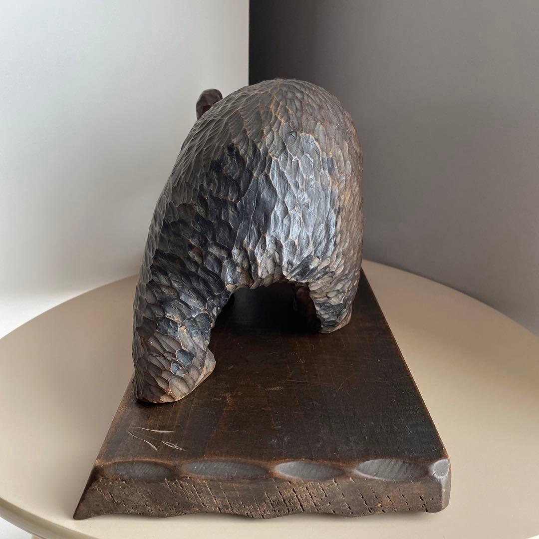 木彫り熊 鮭 置物 北海道 昭和 レトロ アンティーク ビンテージ 希少 骨董