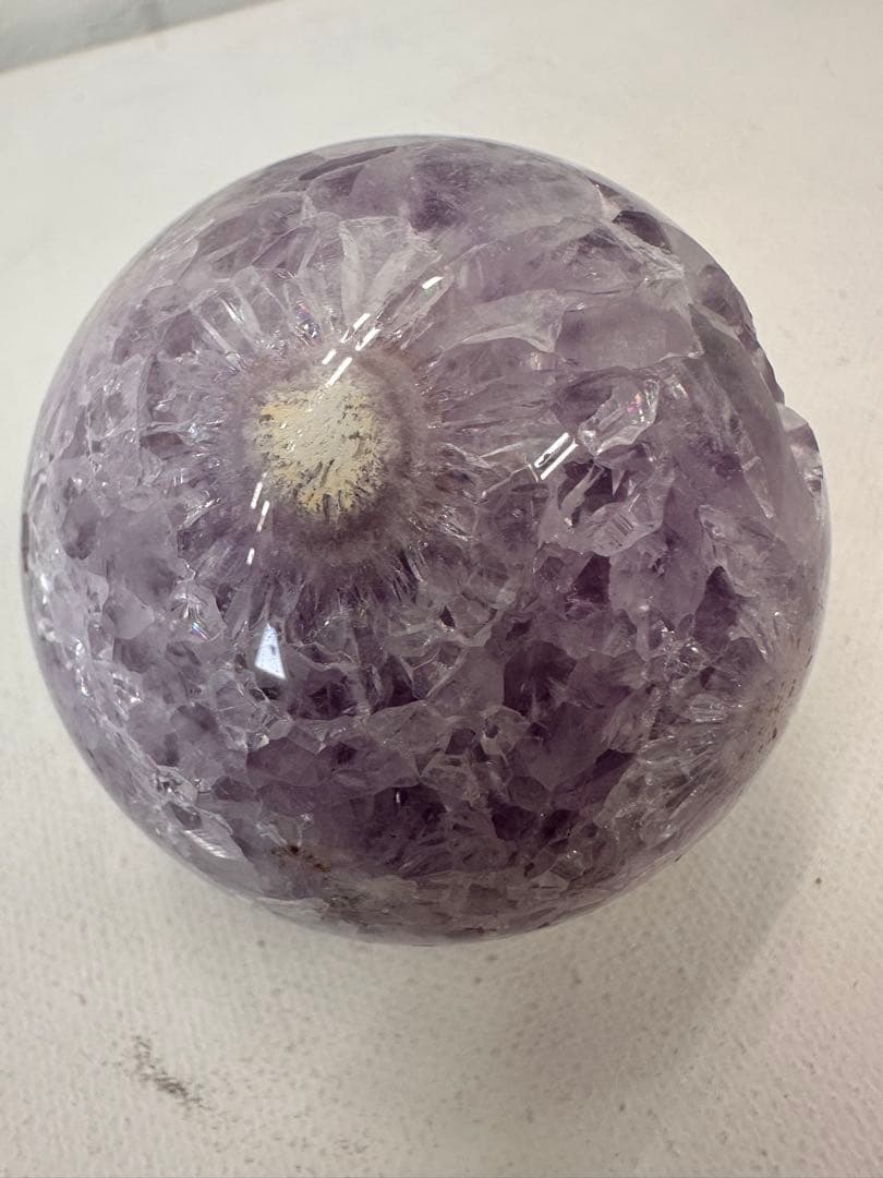 アメジスト　フラワーアゲート　スフィア　虹　キラキラ　丸玉　天然石