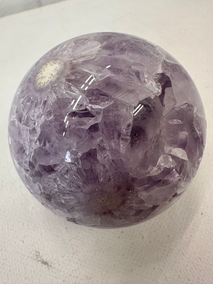 アメジスト　フラワーアゲート　スフィア　虹　キラキラ　丸玉　天然石