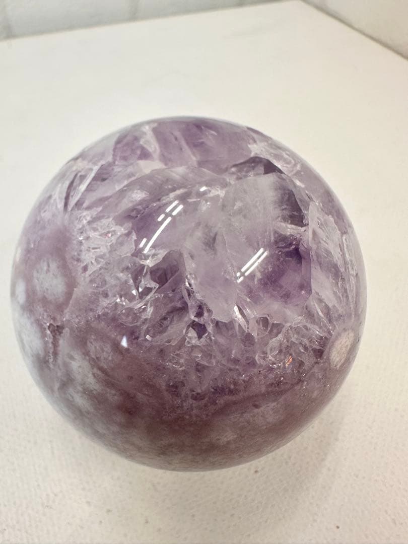 アメジスト　フラワーアゲート　スフィア　虹　キラキラ　丸玉　天然石