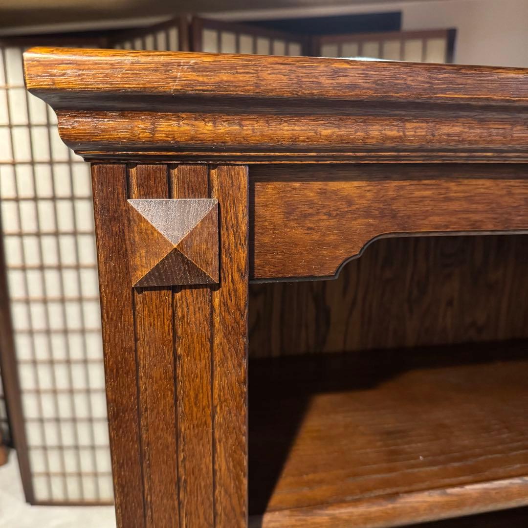 上質な重厚感☆国産旭川家具 EZO 飾り棚 本棚 ナラ材 高さ150cm