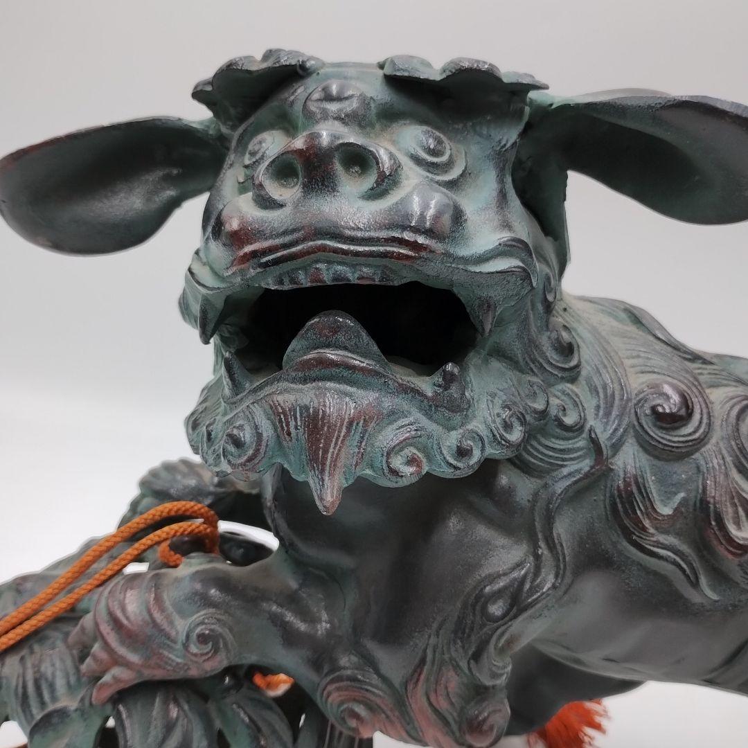 w 鉄製 玉獅子 オブジェ 置物 縁起物 魔除け 開運 玉乗り獅子
