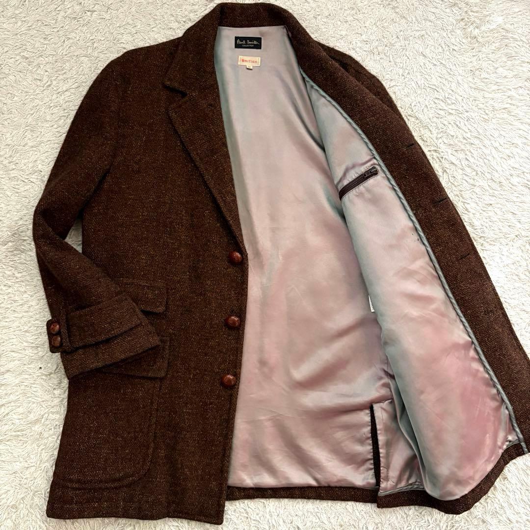 ★ツイード★ ポールスミス BRITISH チェスターコート 胡桃ボタン 茶系