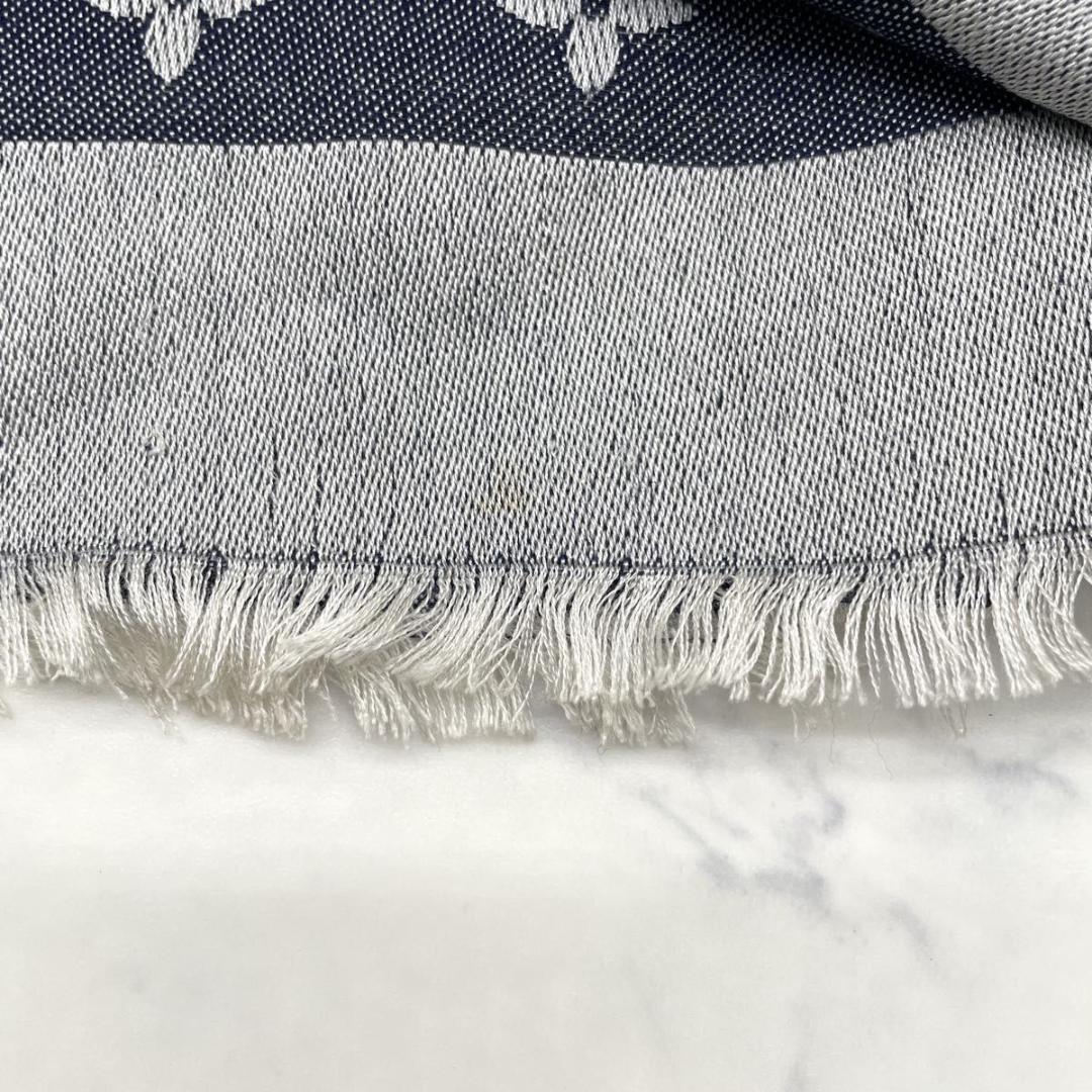 ルイヴィトン モノグラム デニム 大判 ストール シルク混 紺 M71376