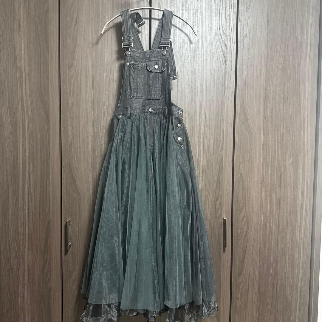 ラベルエチュード　チュールスカート　デニムジャンパースカート