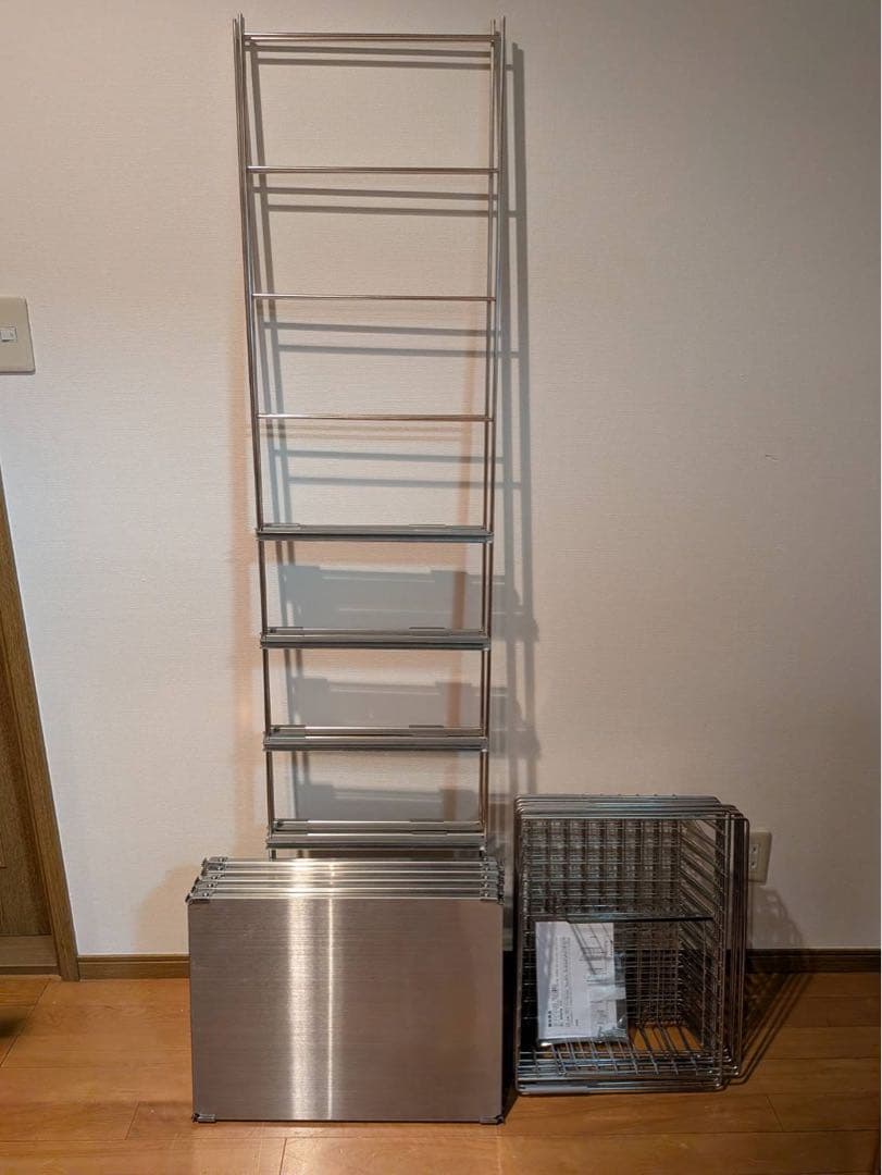 ■送料込■無印 ステンレスユニットシェルフ ステンレス棚 ワイヤーバスケット収納