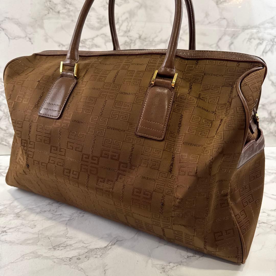 デッドストックGIVENCHY ジバンシィ 総柄ジャガード×本革 ボストンバッグ
