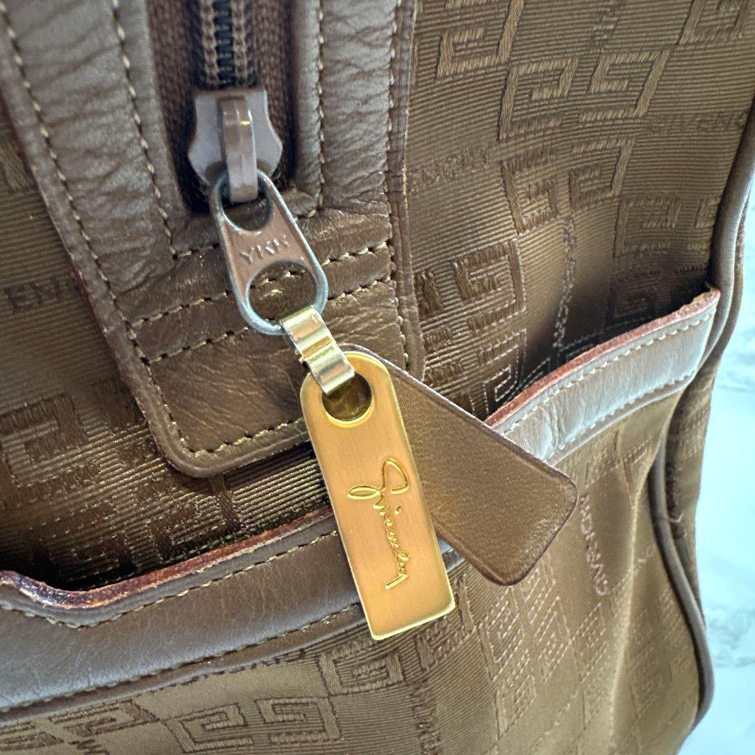 デッドストックGIVENCHY ジバンシィ 総柄ジャガード×本革 ボストンバッグ