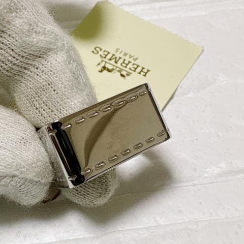 新品未使用HERMES ボルデュック スカーフリング シルバー 馬車柄 スクエア