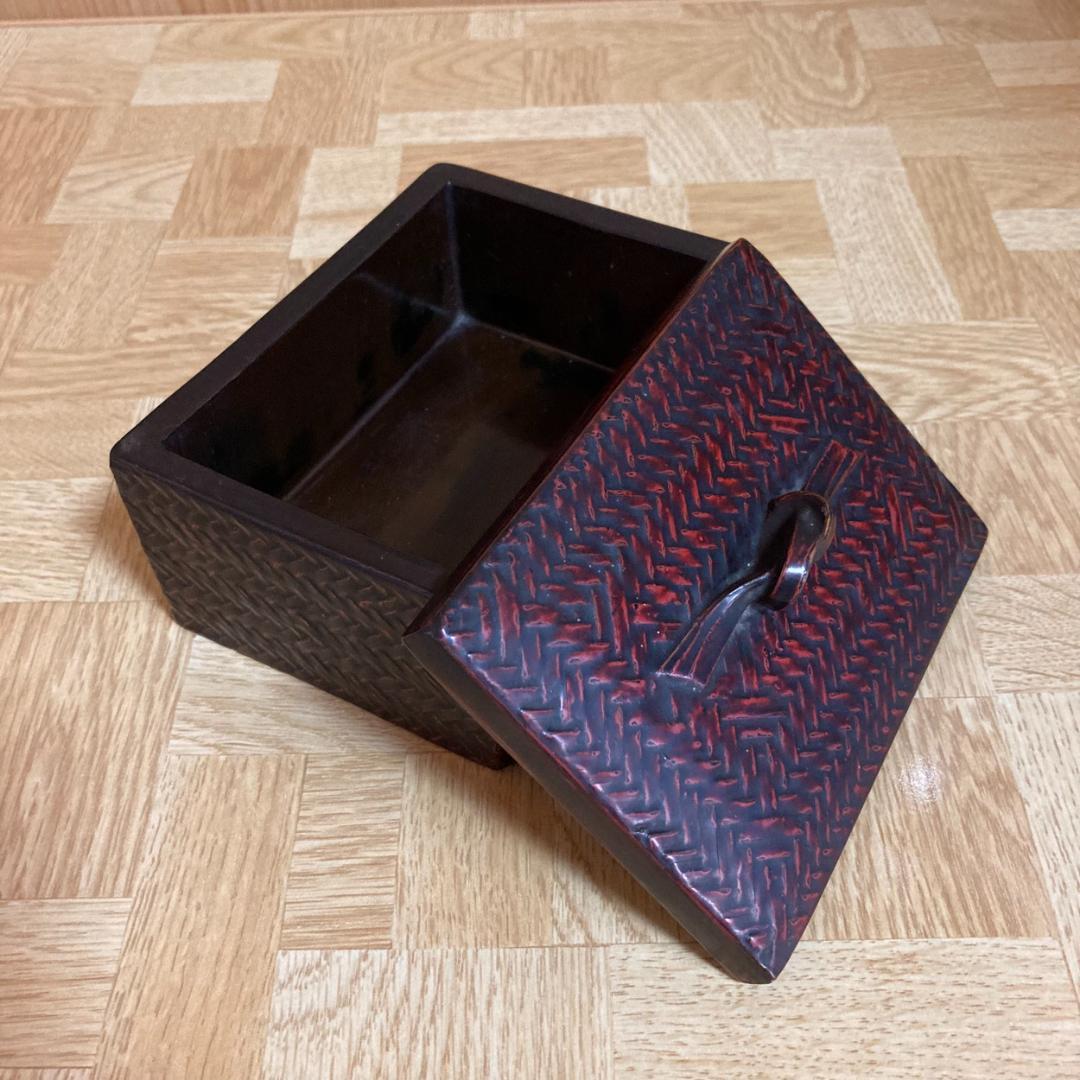 籃胎漆器　喫煙具　灰皿　煙草入　盆　3点セット　アンティーク