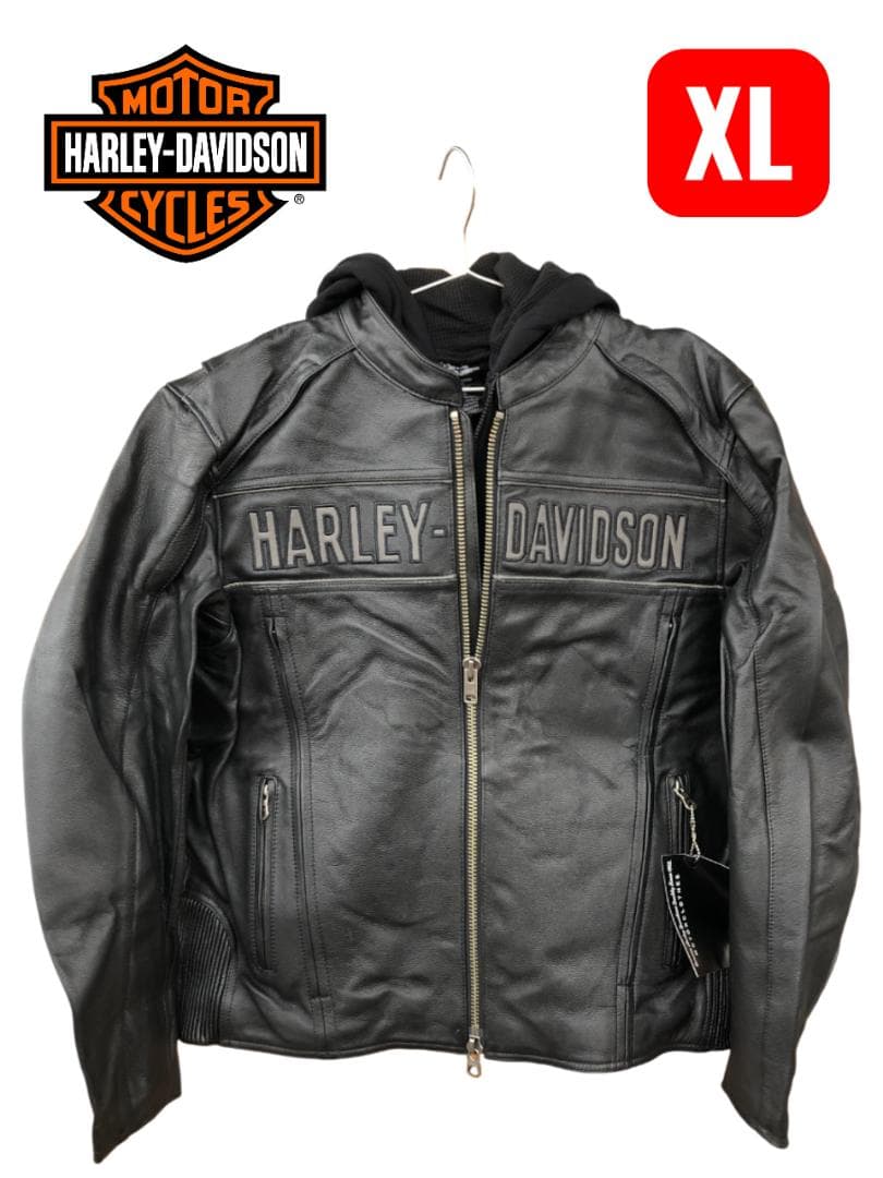 新品 Harley-Davidson フード付きライダースレザージャケット XL
