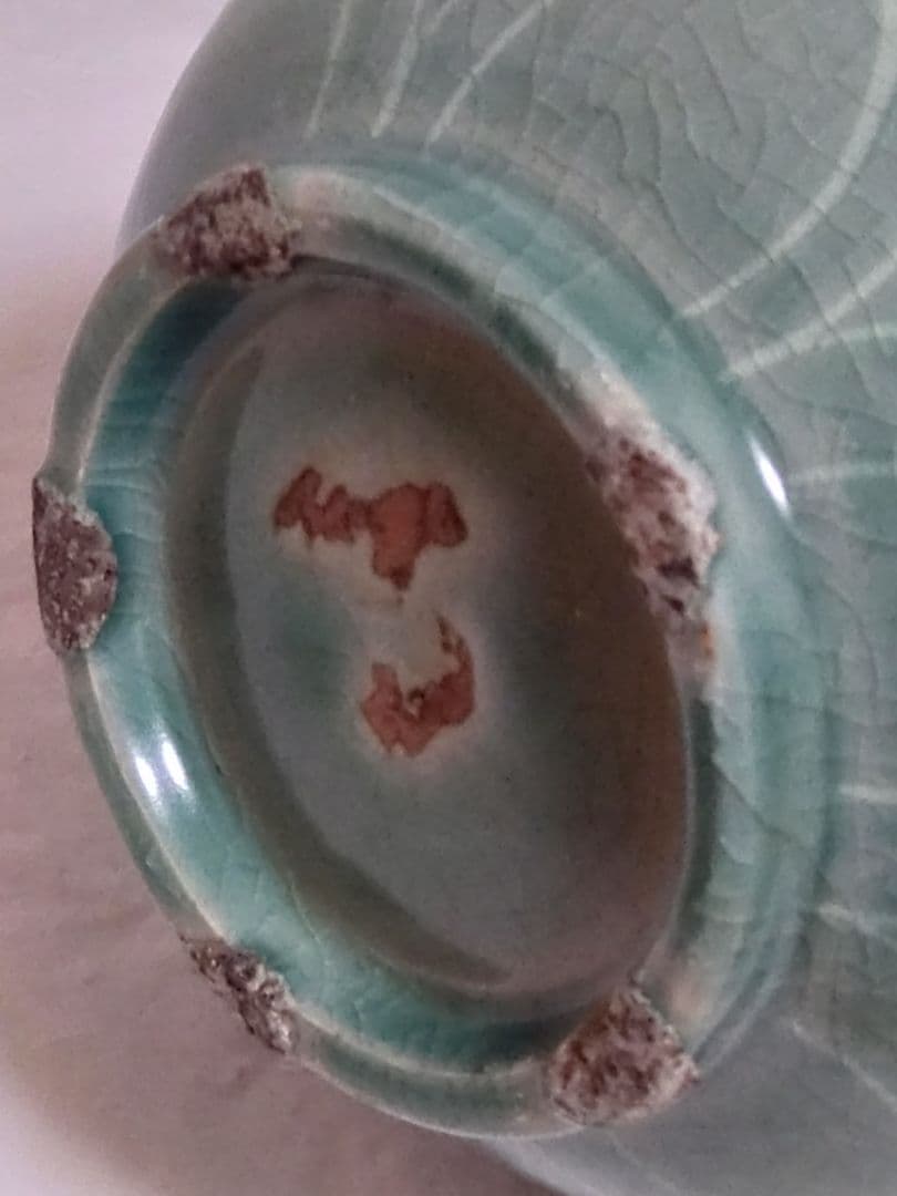 （박상재）朝鮮美術　骨董　高麗青磁　花象嵌　大瓶　砂高台