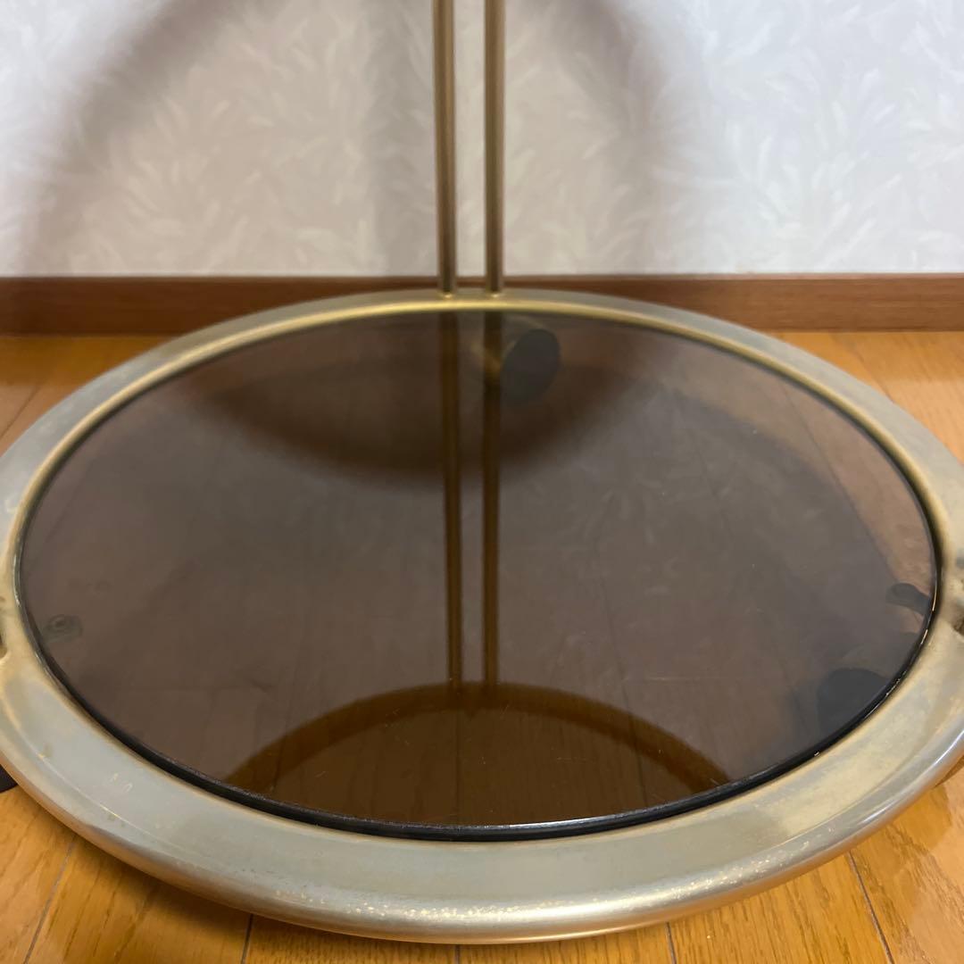 MID CENTURY ミッドセンチュリー 真鍮 スモークガラス キャスター付き