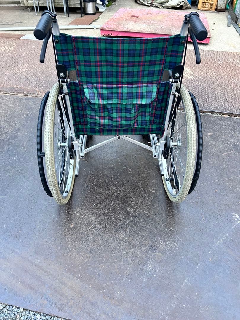 ミキ MiKi 介助型車椅子 折りたたみ MPCN-46JDグリーンチェック柄