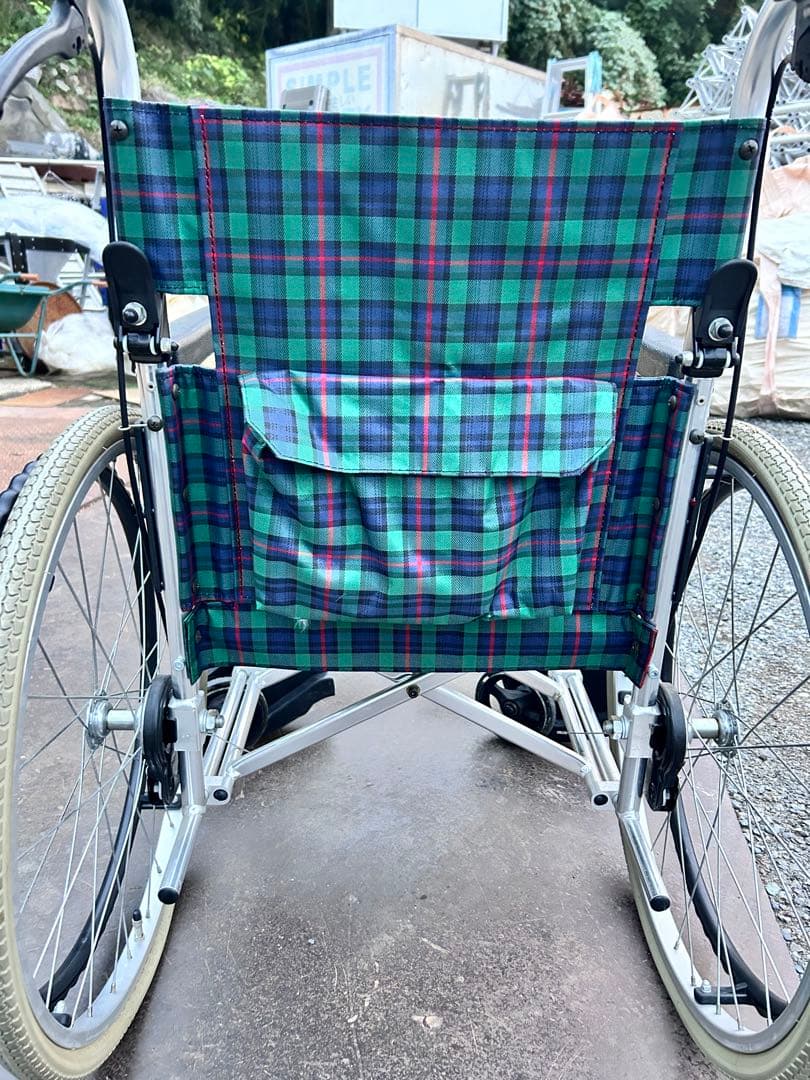ミキ MiKi 介助型車椅子 折りたたみ MPCN-46JDグリーンチェック柄