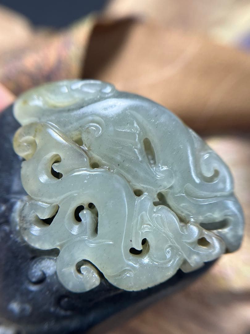 高品質！和田玉★青花籽料の置物、ストラップにも！証明書付き