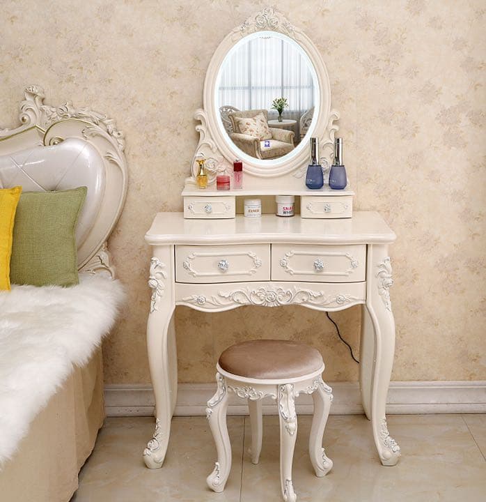 即日発送可能　シルバー　大人気　北欧風ドレッサースツールライト セット