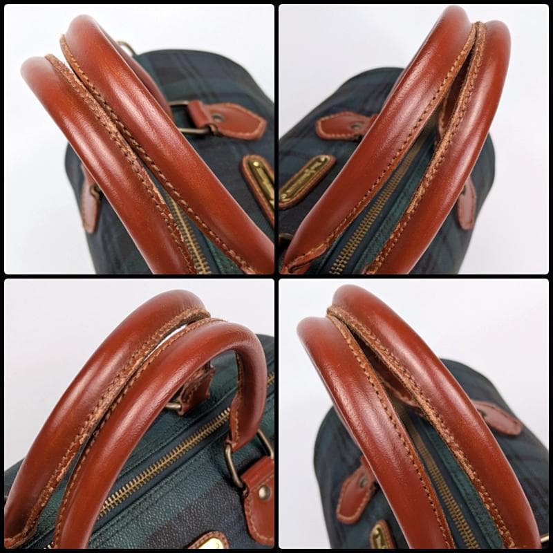 【美品】 ポロラルフローレン ミニ ボストンバッグ チェック柄 PVC レザー